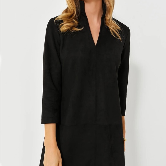 Tuckernuck Black Suede Stretch Clifton Dress, L - Picture 2 of 6